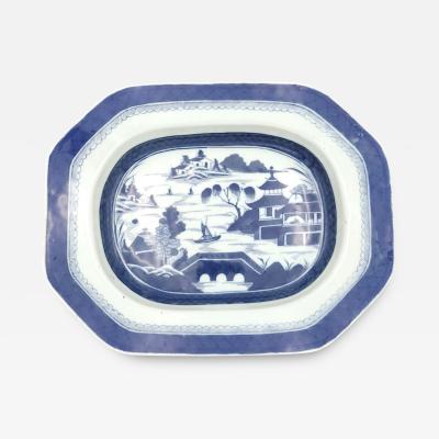 Blue and White Chinese Porcelain Canton Platter circa 1890