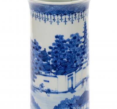 Blue and White Chinoiserie Decorated Porcelain Tableware Vase Chinese Late 19th