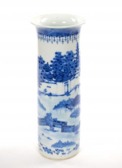Blue and White Chinoiserie Decorated Porcelain Tableware Vase Chinese Late 19th