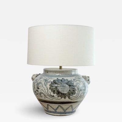 Blue and White Crackle Glazed Table Lamp