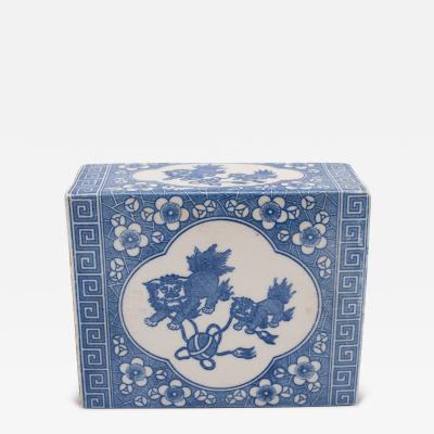 Blue and White Fu Lion Headrest