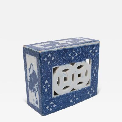 Blue and White Fu Lion Headrest
