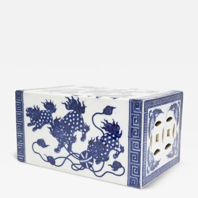 Blue and White Fu Lion Headrest