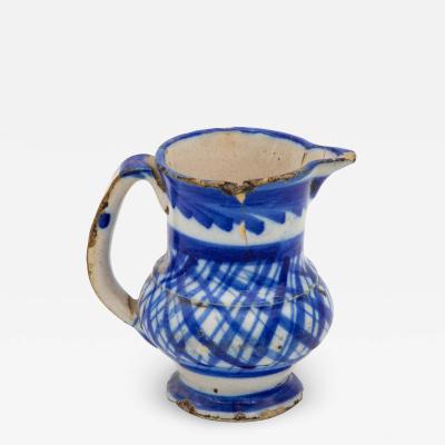 Blue and White hatch motif Creamer