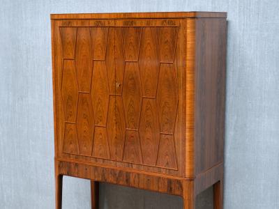 Bo Lindahl Exceptional Bo Lindahl Cabinet in Walnut and Rosewood Marquetry Sweden 1953