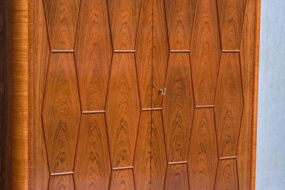 Bo Lindahl Exceptional Bo Lindahl Cabinet in Walnut and Rosewood Marquetry Sweden 1953