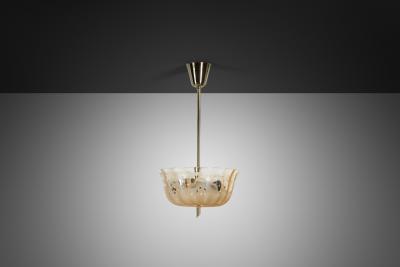 Bo Notini Amber Glass Hanging Lamp by Bo Notini for Gl ssner Co Sweden 1940s