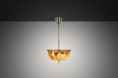 Bo Notini Amber Glass Hanging Lamp by Bo Notini for Gl ssner Co Sweden 1940s