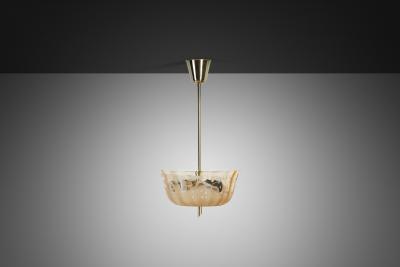 Bo Notini Amber Glass Hanging Lamp by Bo Notini for Gl ssner Co Sweden 1940s