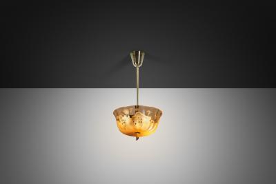 Bo Notini Amber Glass Hanging Lamp by Bo Notini for Gl ssner Co Sweden 1940s