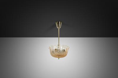 Bo Notini Amber Glass Hanging Lamp by Bo Notini for Gl ssner Co Sweden 1940s