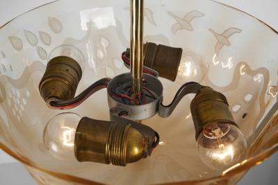 Bo Notini Amber Glass Hanging Lamp by Bo Notini for Gl ssner Co Sweden 1940s