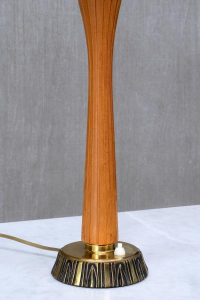Bo R man Pair of Bo R man Table Lamps in Oak and Brass Model E1141 ASEA Sweden 1950s