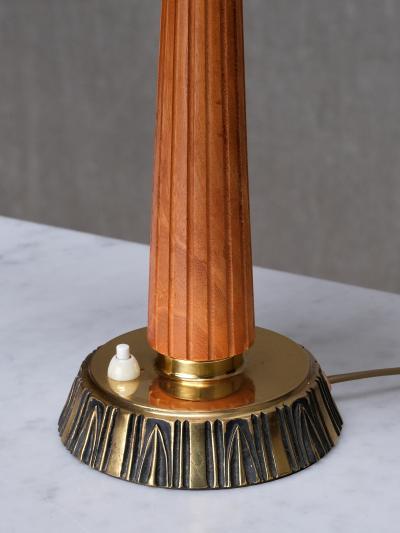 Bo R man Pair of Bo R man Table Lamps in Oak and Brass Model E1141 ASEA Sweden 1950s