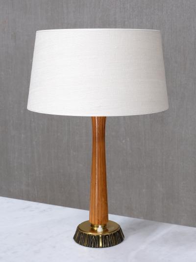Bo R man Pair of Bo R man Table Lamps in Oak and Brass Model E1141 ASEA Sweden 1950s