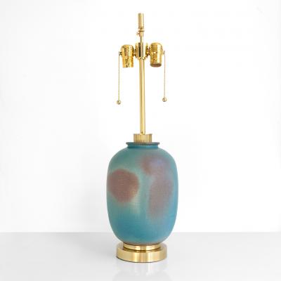 Bo Scullman BO SCHULMAN CERAMIC LAMP WITH MUTED TURQUOISE AND VIOLET GLAZES