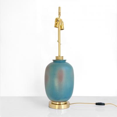 Bo Scullman BO SCHULMAN CERAMIC LAMP WITH MUTED TURQUOISE AND VIOLET GLAZES