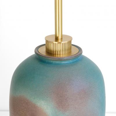 Bo Scullman BO SCHULMAN CERAMIC LAMP WITH MUTED TURQUOISE AND VIOLET GLAZES