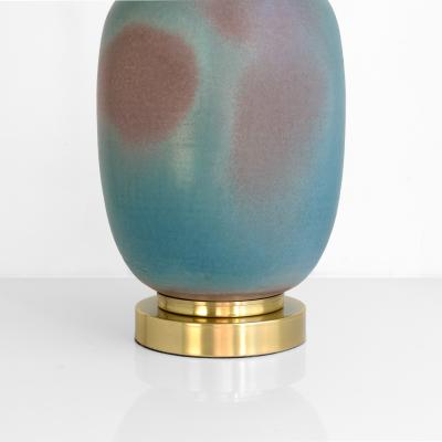 Bo Scullman BO SCHULMAN CERAMIC LAMP WITH MUTED TURQUOISE AND VIOLET GLAZES