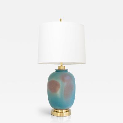 Bo Scullman BO SCHULMAN CERAMIC LAMP WITH MUTED TURQUOISE AND VIOLET GLAZES