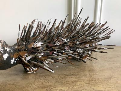 Bob Burruwal Pair Australian Aboriginal Wood Sculpture Echidna