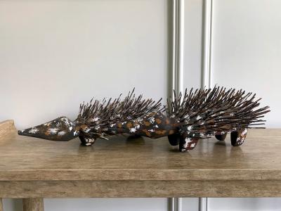 Bob Burruwal Pair Australian Aboriginal Wood Sculpture Echidna