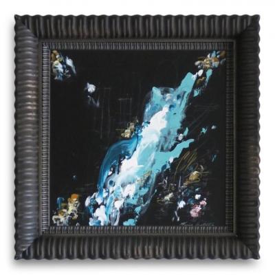 Bodacious Small Study in Black Mint White and Raw Sienna 2022 21 5 Square