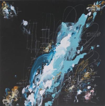 Bodacious Small Study in Black Mint White and Raw Sienna 2022 21 5 Square