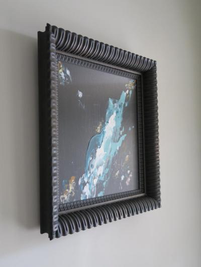 Bodacious Small Study in Black Mint White and Raw Sienna 2022 21 5 Square