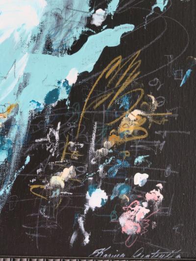 Bodacious Small Study in Black Mint White and Raw Sienna 2022 21 5 Square