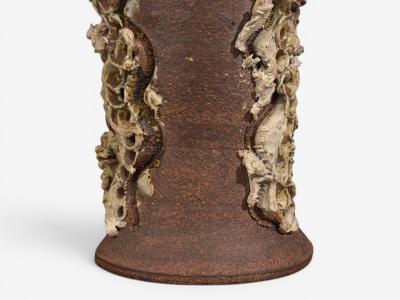 Bodil Marie Nielsen Large Brutalist Table Lamp Brown Stoneware Denmark 1960s