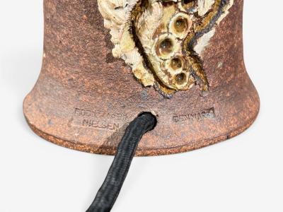 Bodil Marie Nielsen Large Brutalist Table Lamp Brown Stoneware Denmark 1960s