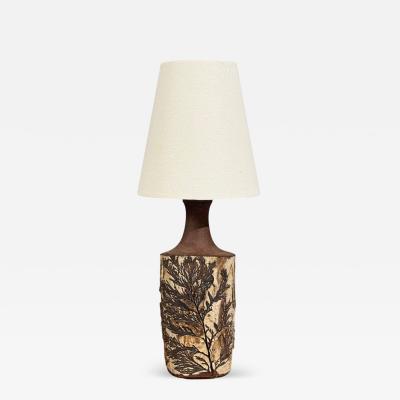 Bodil Marie Nielsen Table Lamp Brown Stoneware Denmark 1960s