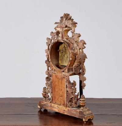 Bohemian Gilt Wood Mantel Clock