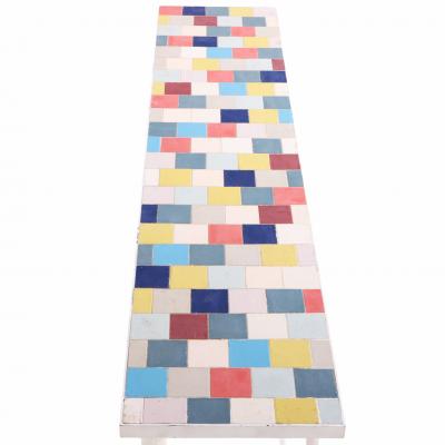 Bohemian Modern Ceramic Tile Sofa or Media Table Late 20th C 