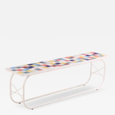 Bohemian Modern Ceramic Tile Sofa or Media Table Late 20th C 