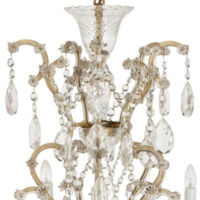 Bohemian facet cut glass Rococo style chandelier