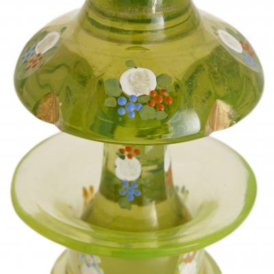 Bohemian green glass decanter with Mozaffar al Din Shah portrait