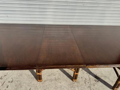 Boho Chic Bamboo and Teak Dining Table with Butterfly Leaf