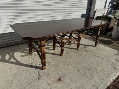 Boho Chic Bamboo and Teak Dining Table with Butterfly Leaf