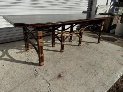 Boho Chic Bamboo and Teak Dining Table with Butterfly Leaf