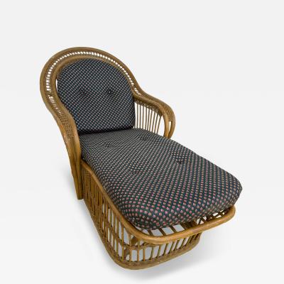 Boho Chic Bamboo and Wicker Cushioned Chaise Lounge