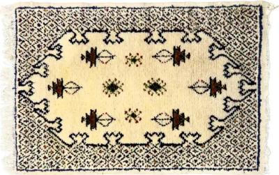 Boho Chic Moroccan Small White Black Wool Hand Woven Rug or Carpet