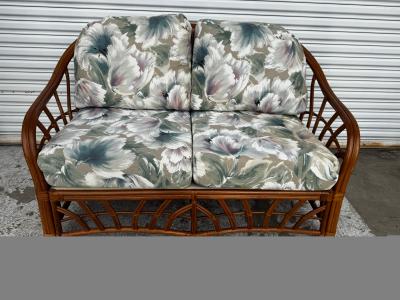 Boho Chic South Sea Rattan Collection Upholstered Loveseat