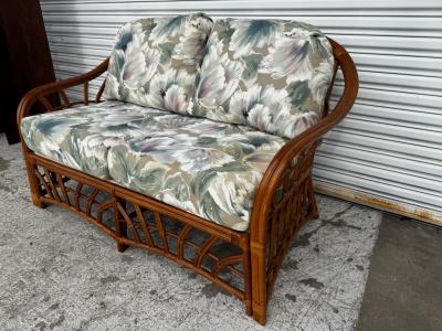 Boho Chic South Sea Rattan Collection Upholstered Loveseat