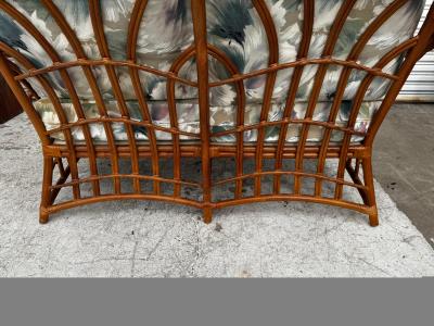 Boho Chic South Sea Rattan Collection Upholstered Loveseat