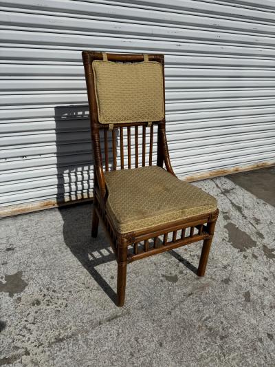 Boho Chic Upholstered Bamboo Side Chair