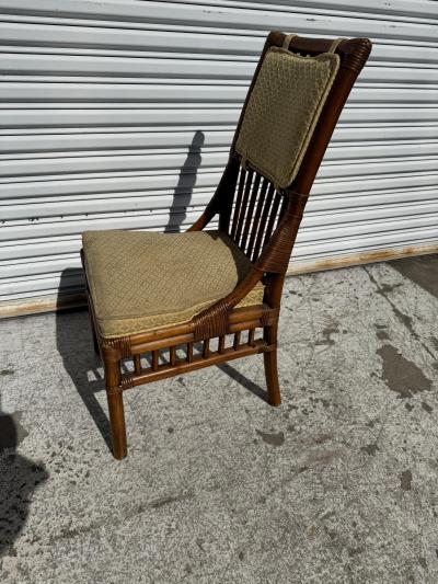 Boho Chic Upholstered Bamboo Side Chair