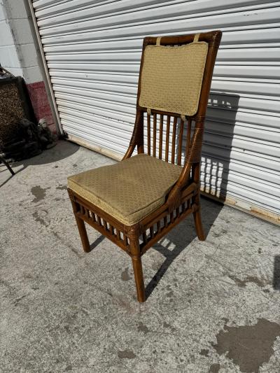 Boho Chic Upholstered Bamboo Side Chair