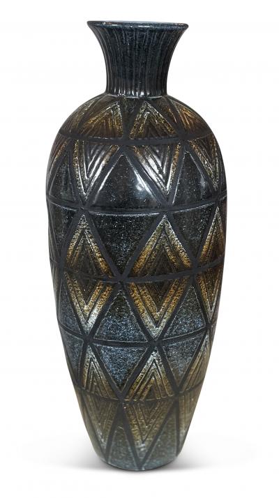 Bonnie Rhenqvist Tall Vase with Carved Geometric Patterns by Bonnie Rhenqvist for T rngrens